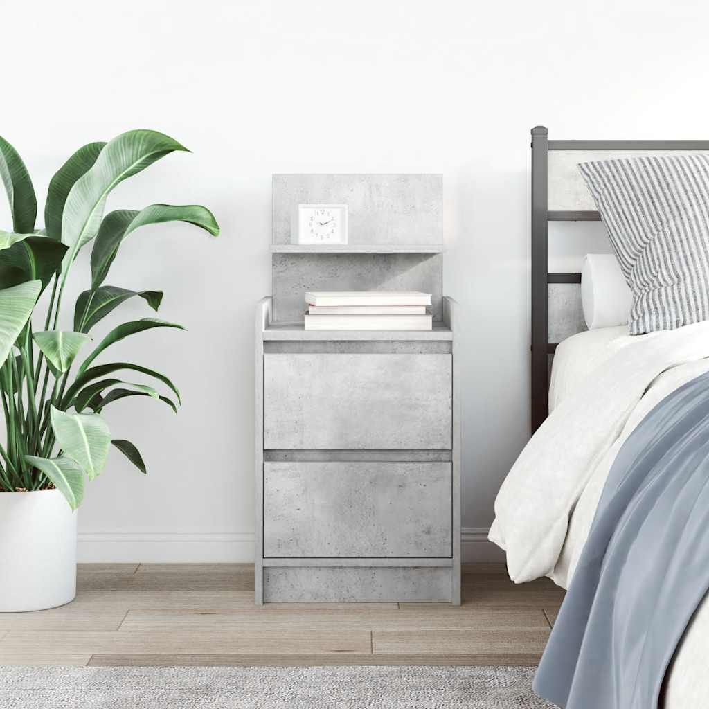 Bedside Cabinet with 2 Drawers Concrete Grey 38x34x80 cm